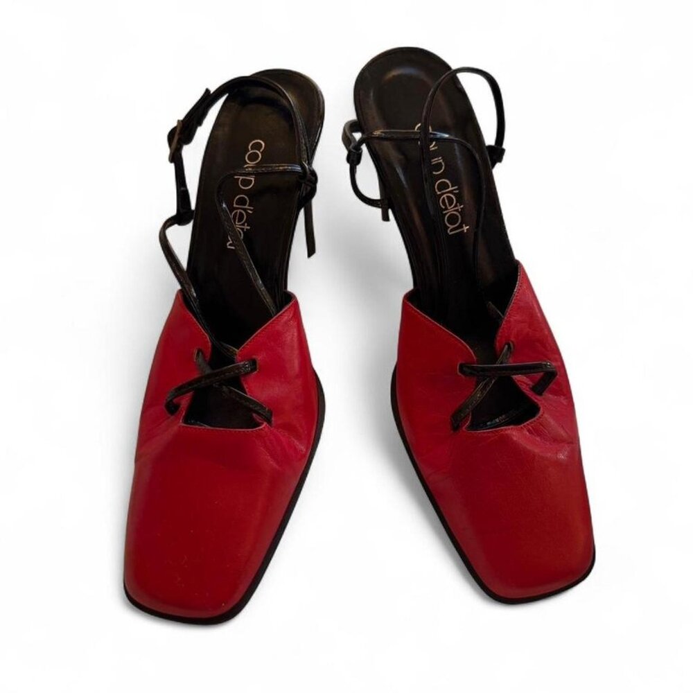 Red Coup d’état leather strappy heels